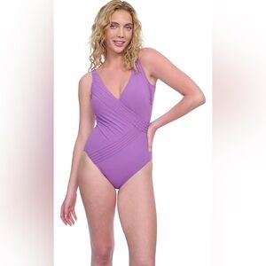 Gottex Women’s Surplice One Piece Bathing Suit Soft Cups and Adjustable Straps